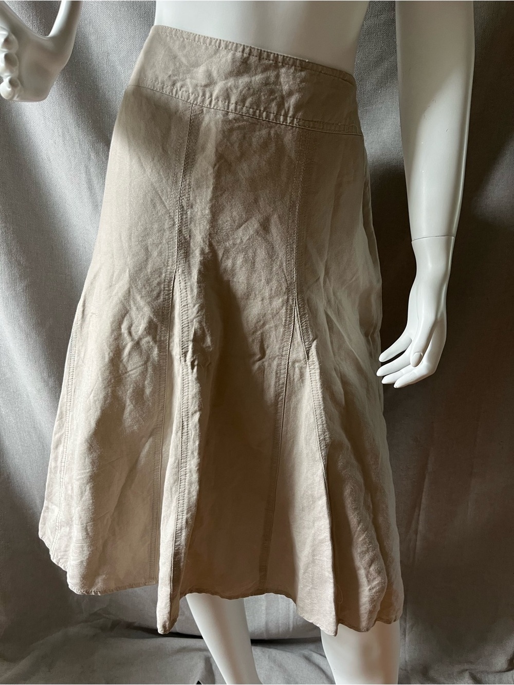 LIGHT Linen-Blend Side Zip Skirt — Classic Neutral 12